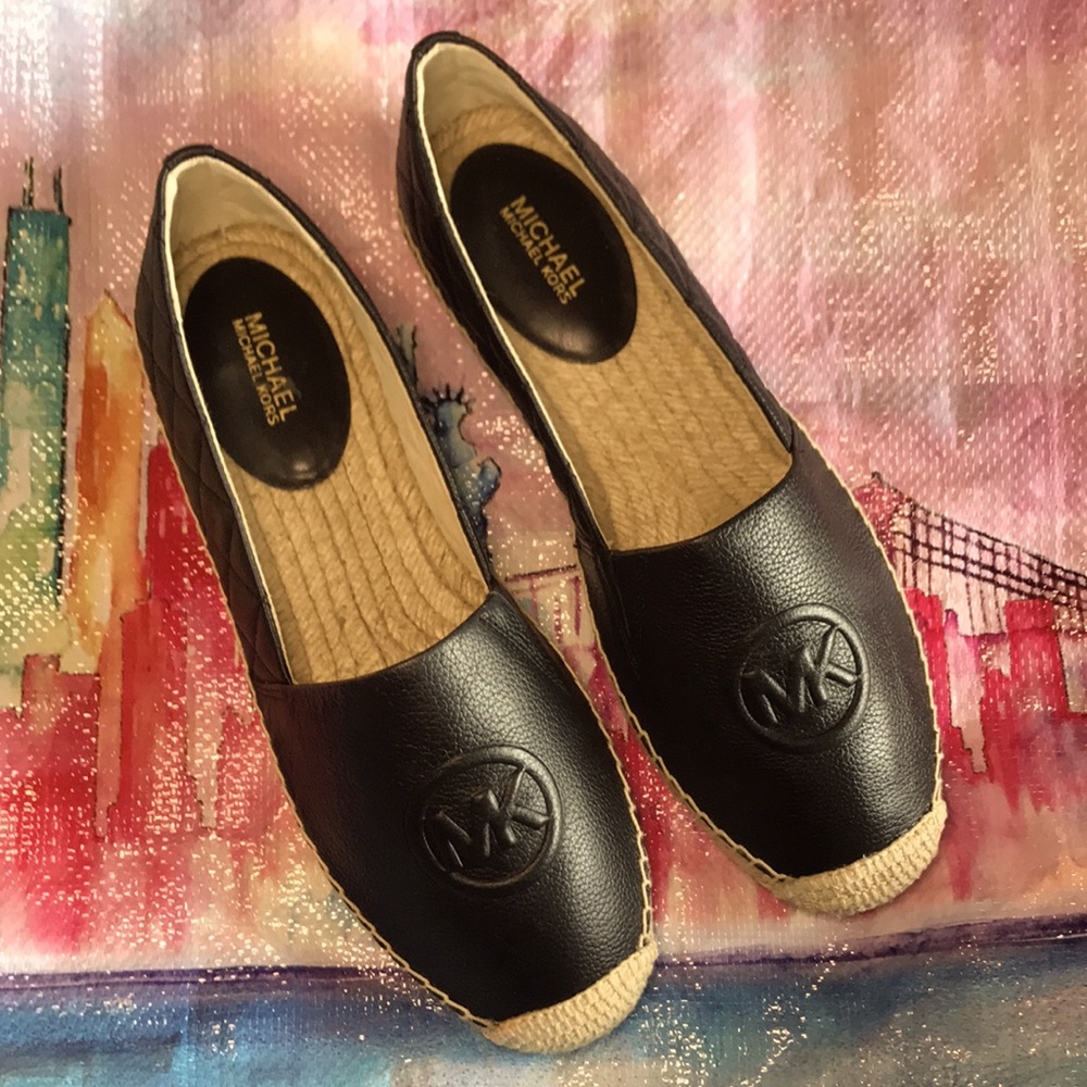Brand New Michael Kors Black Leather Espadrilles